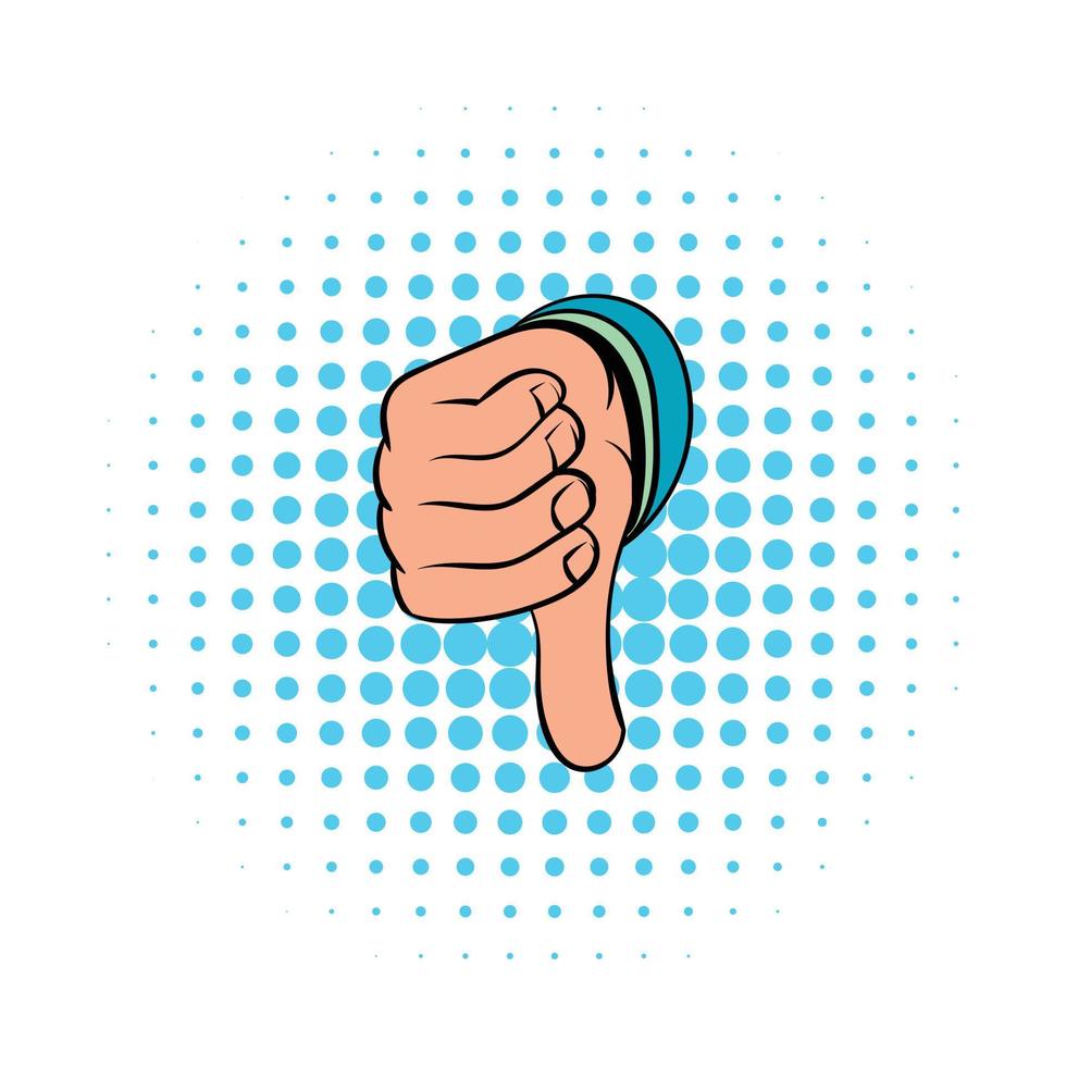 Thumb down gesture icon, comics style vector