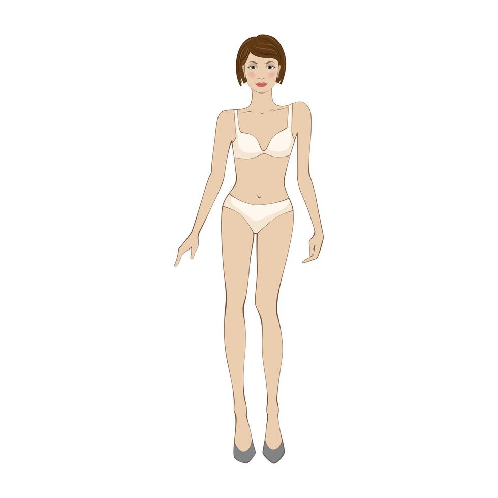 mujer en ropa interior icono plano vector