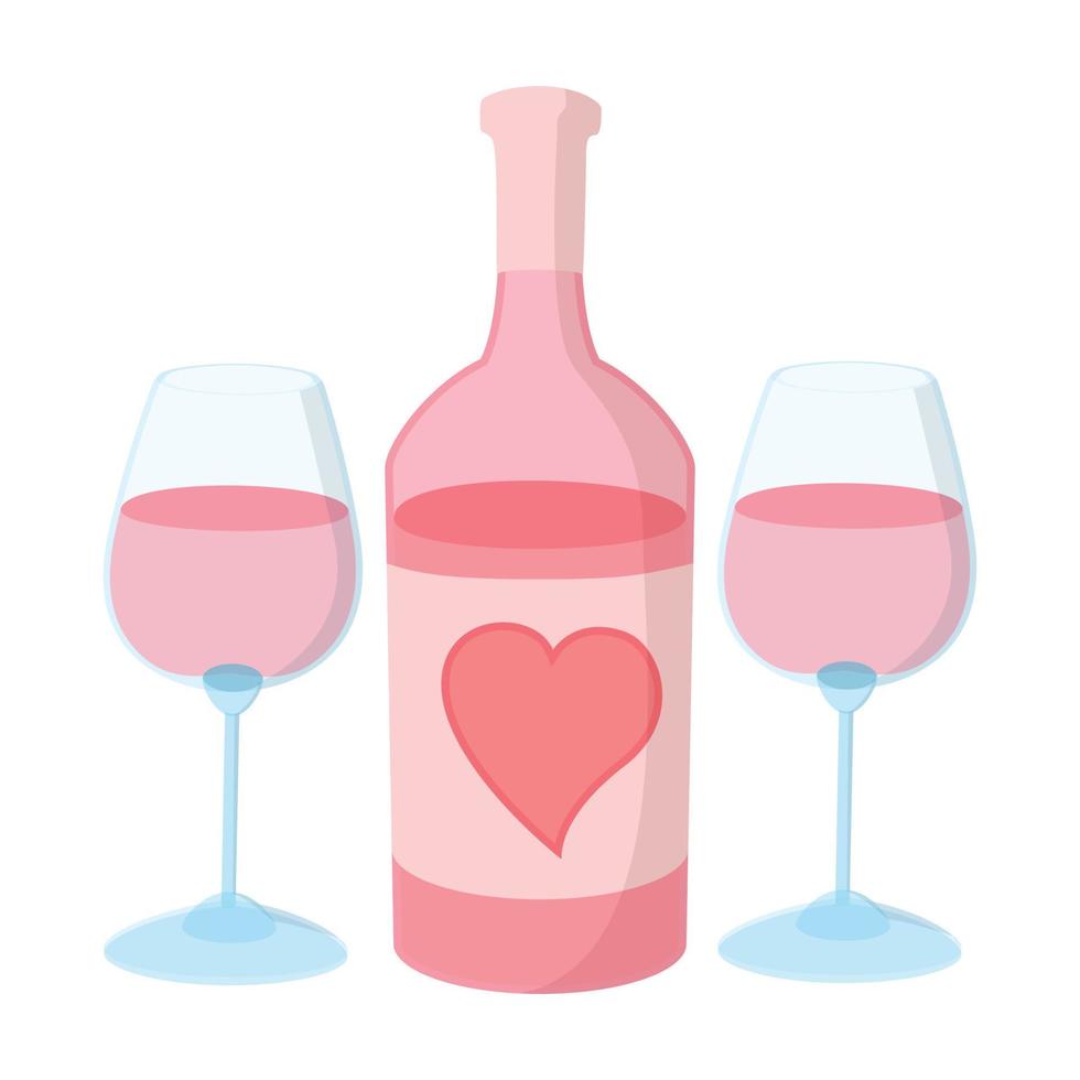 Bottle of wine with two wine glasses vector