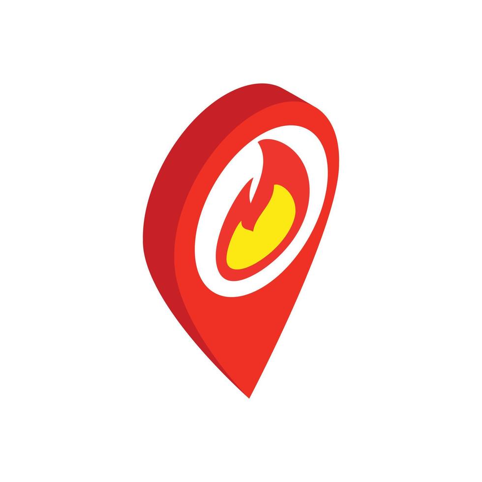 Map marker with a flame isometric 3d icon vector