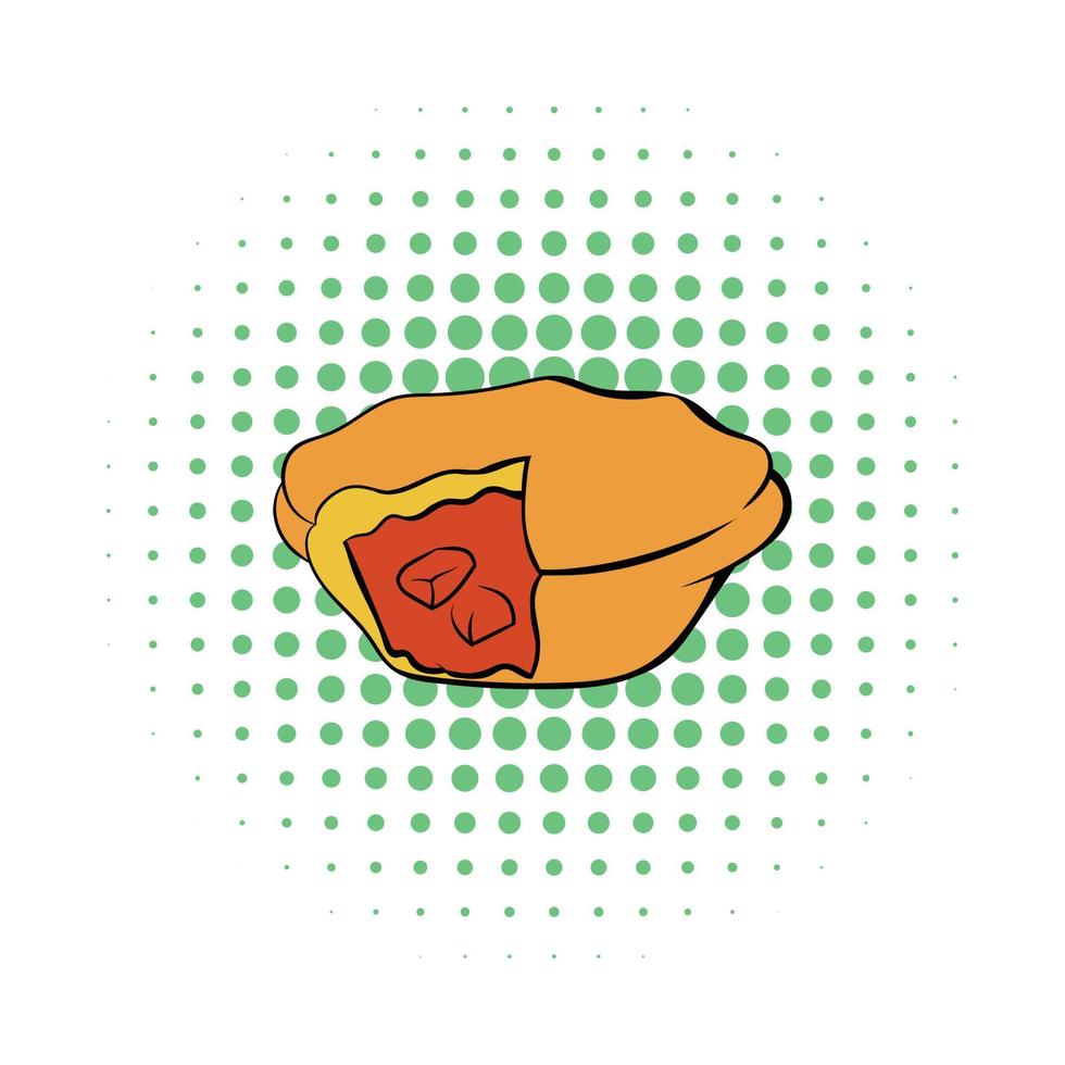 ícono de pastel de carne al estilo de los cómics vector