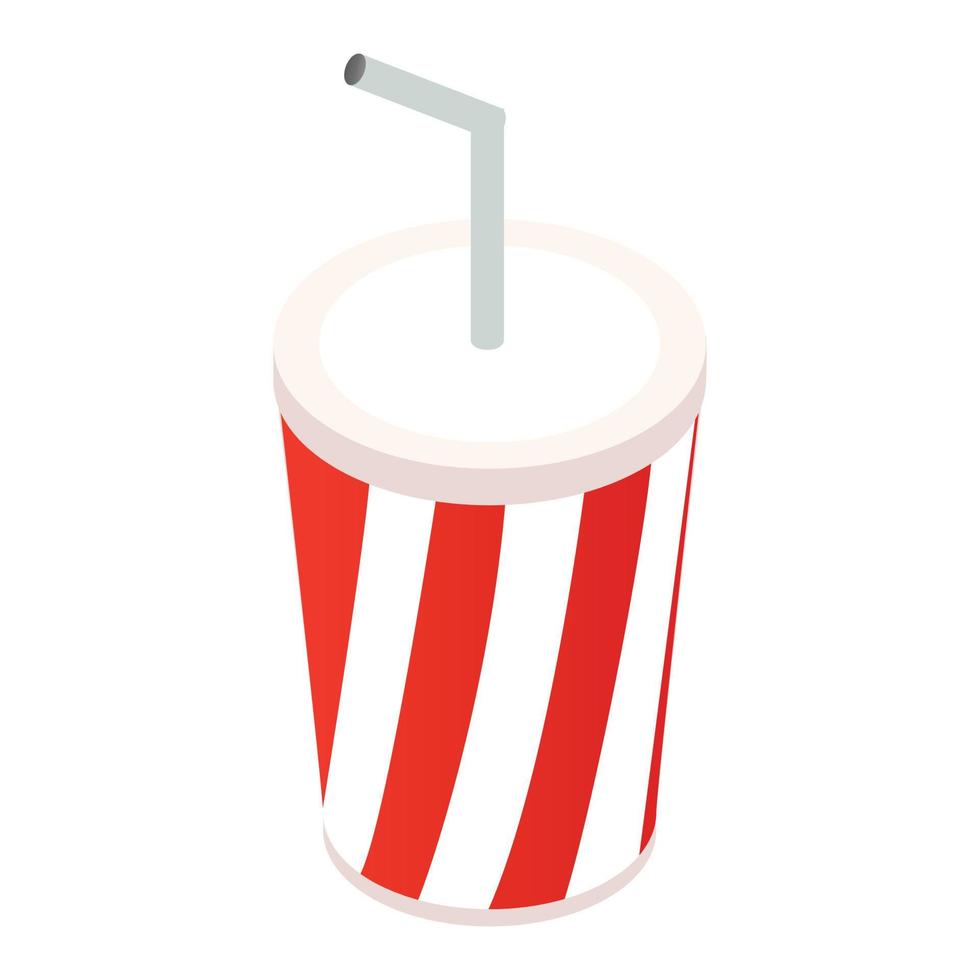 Paper cups with drink isometric 3d icon vector