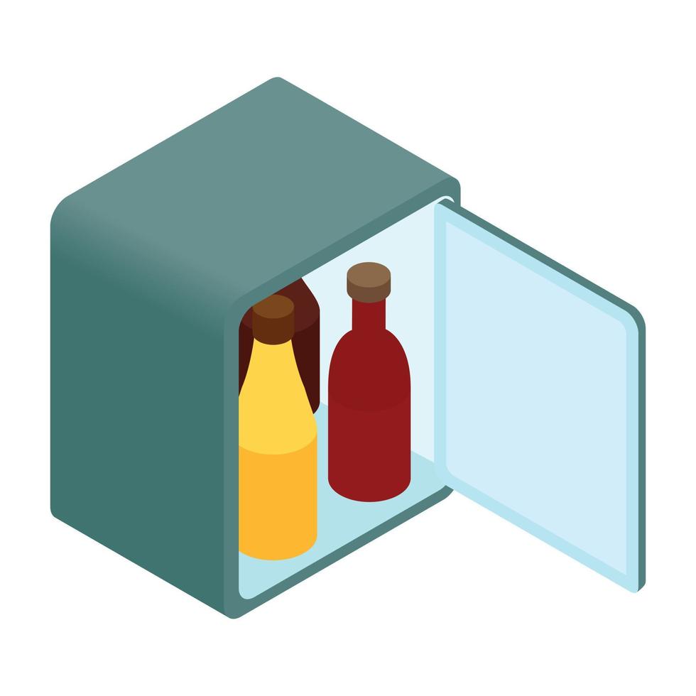 Mini fridge isometric 3d icon vector