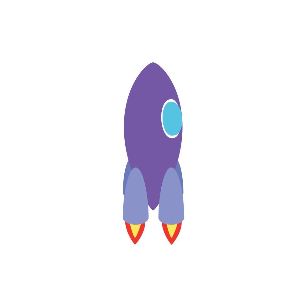 Purple rocket icon, isometric 3d style vector