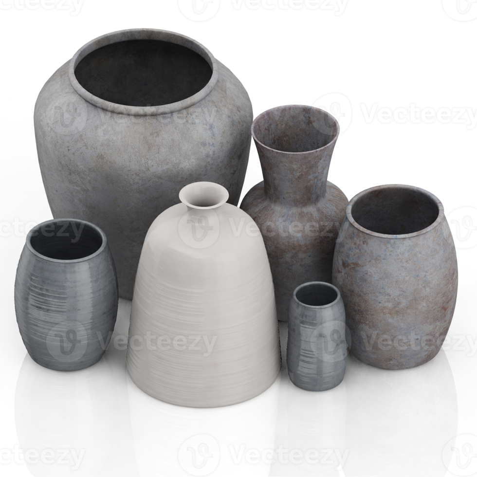 vases isométriques rendu 3d png