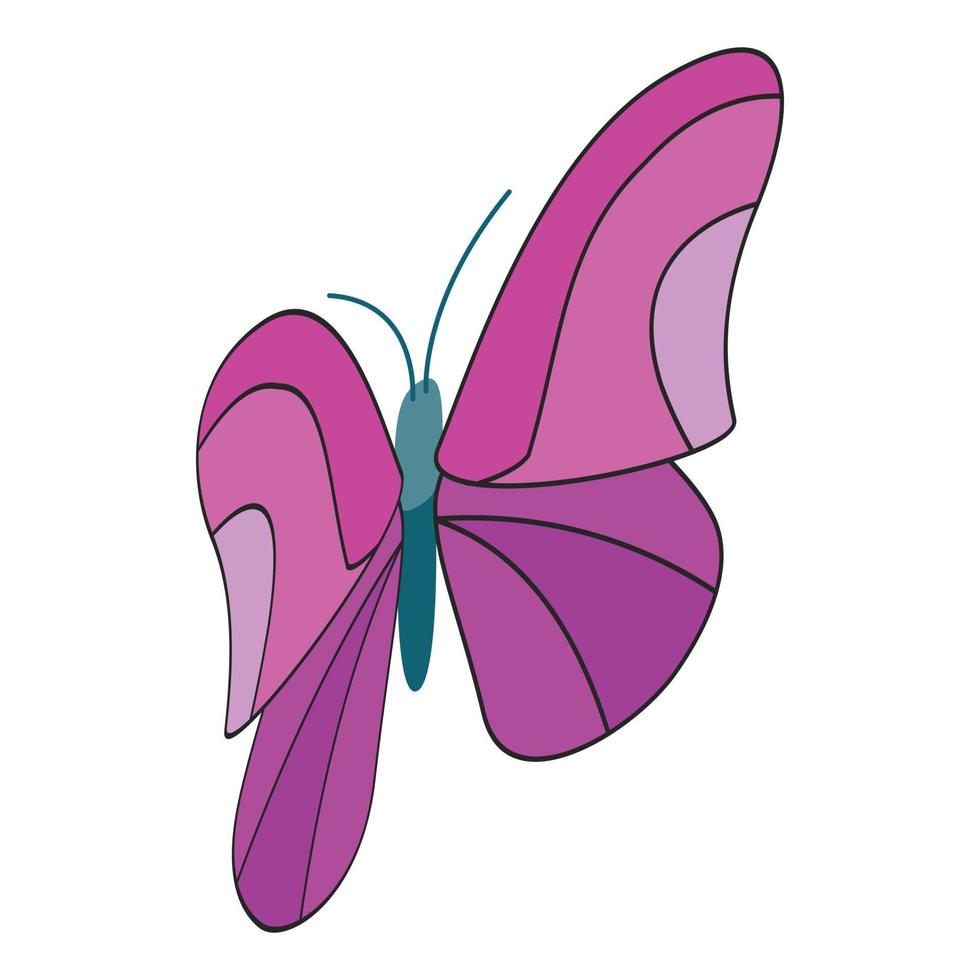 icono de mariposa rosa, estilo 3d isométrico vector