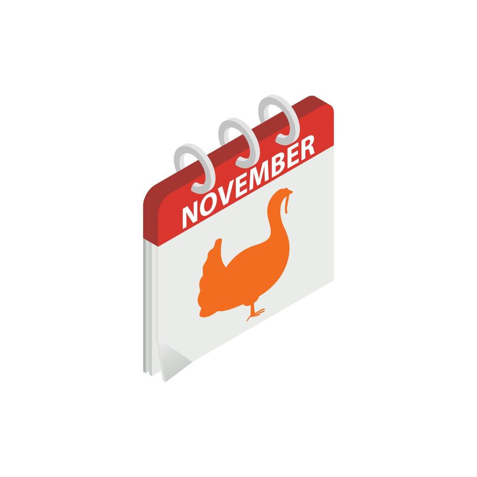 Thanksgiving day calendar date isometric 3d icon vector