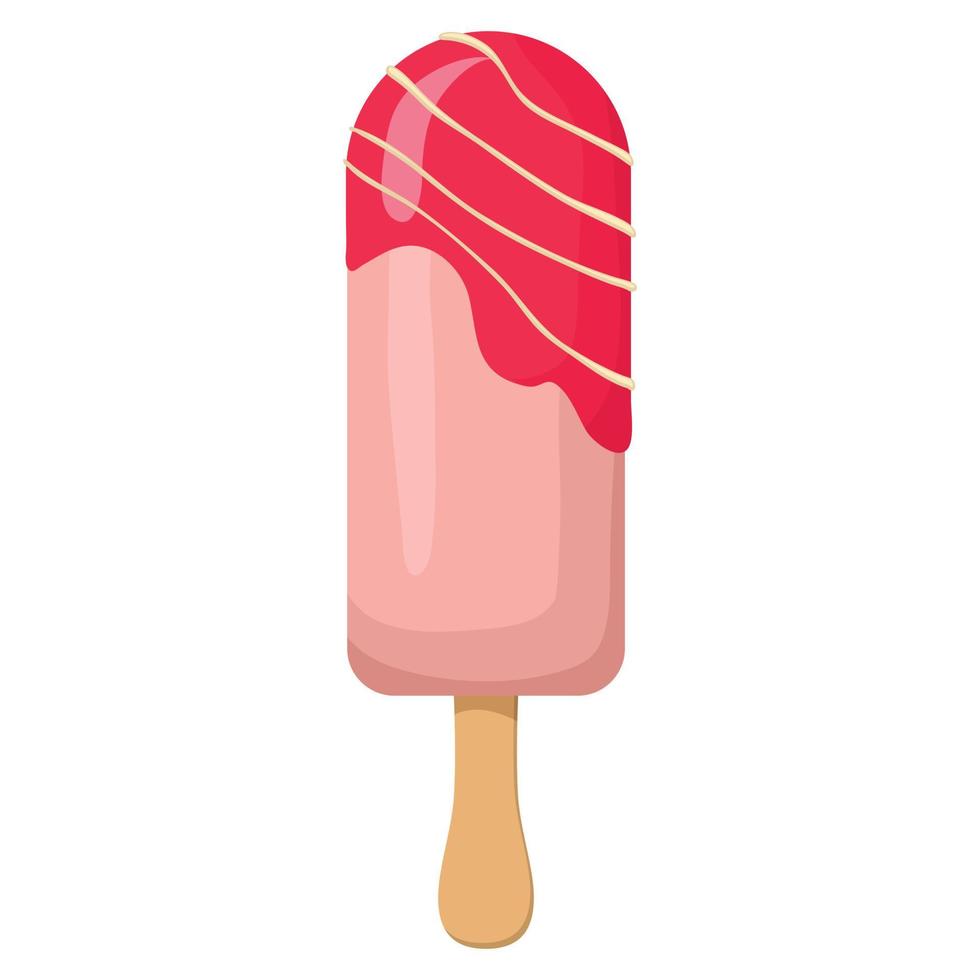 Fruit ice cream on stick icon, cartoon style vector