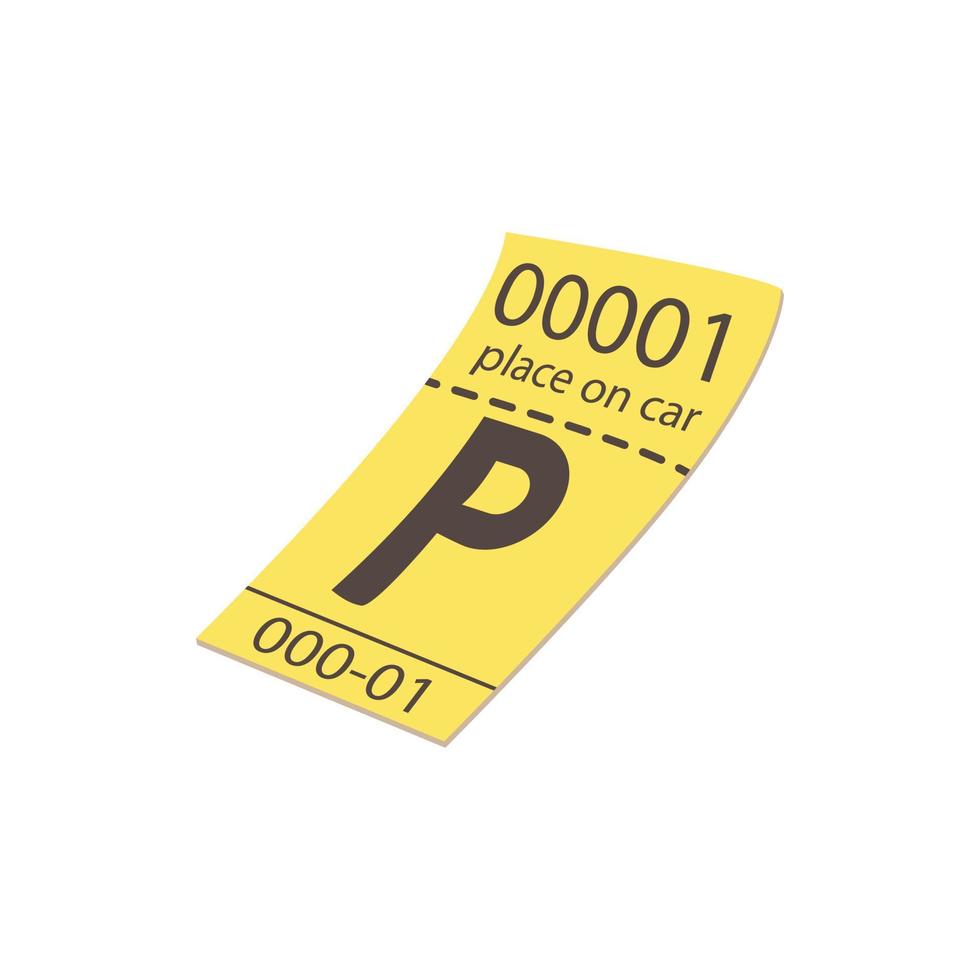 Parking ticket icon, cartoon style vector