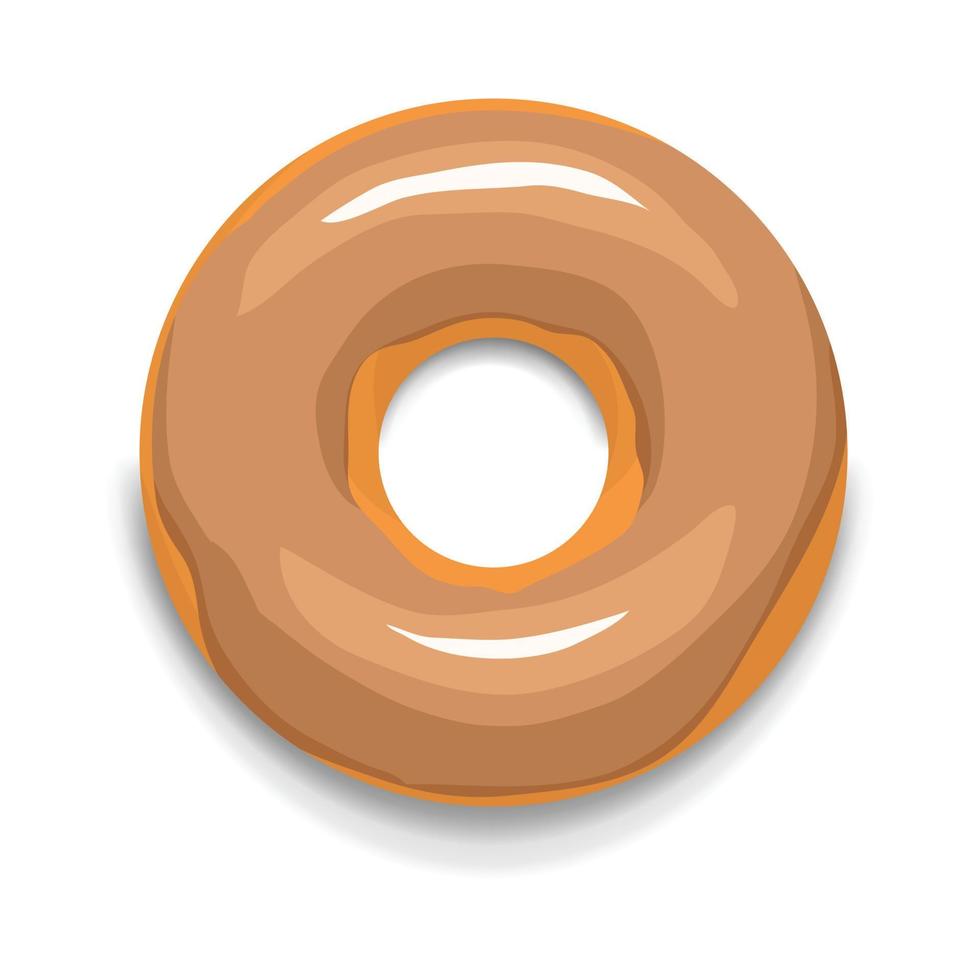 Glazed donut icon, cartoon style vector