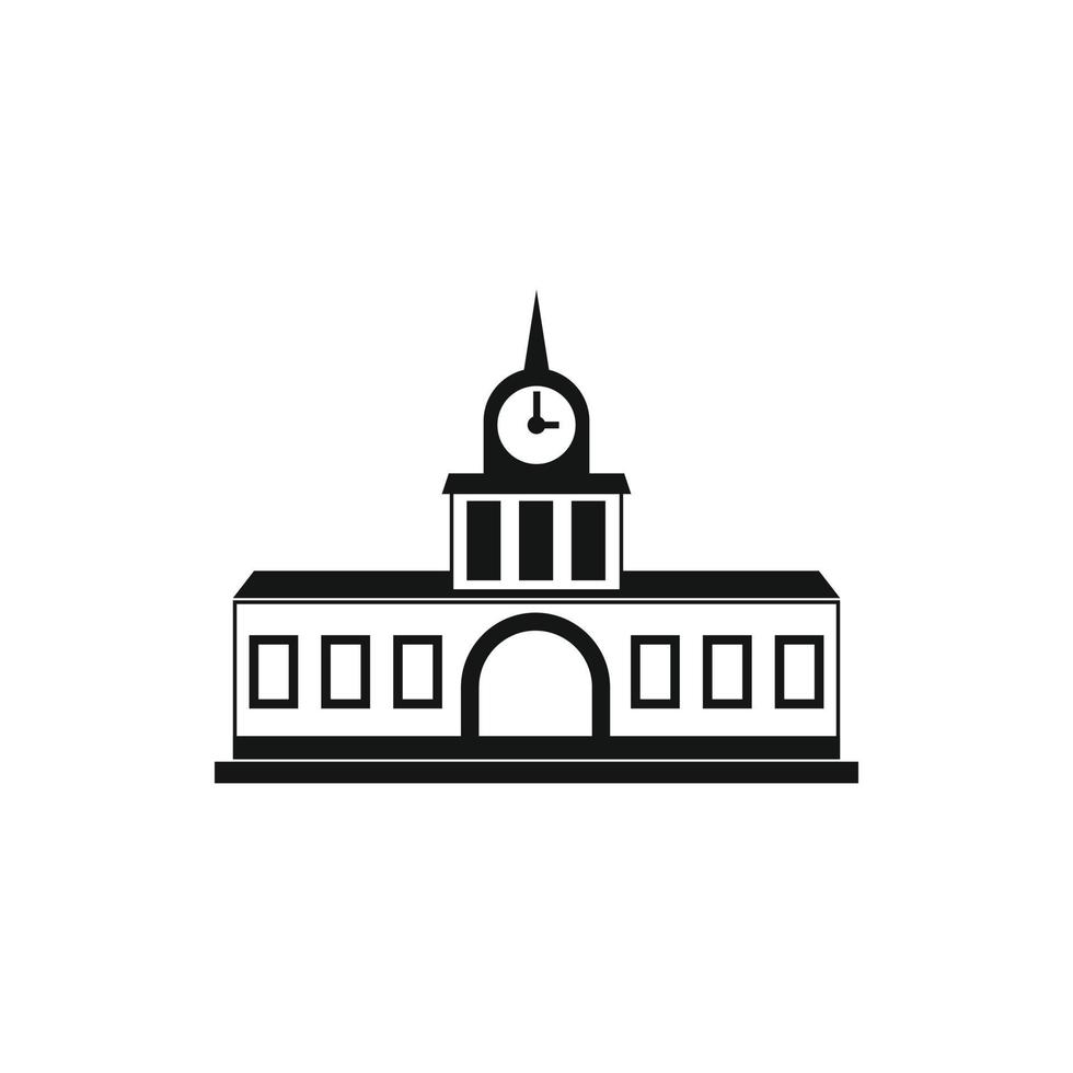 Railway station building icon, simple style vector