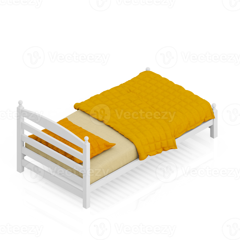 Isometric Bedroom 3D render png
