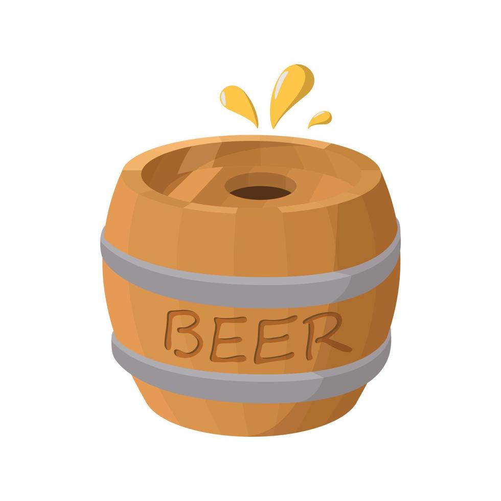 icono de barril de cerveza de madera, estilo de dibujos animados vector