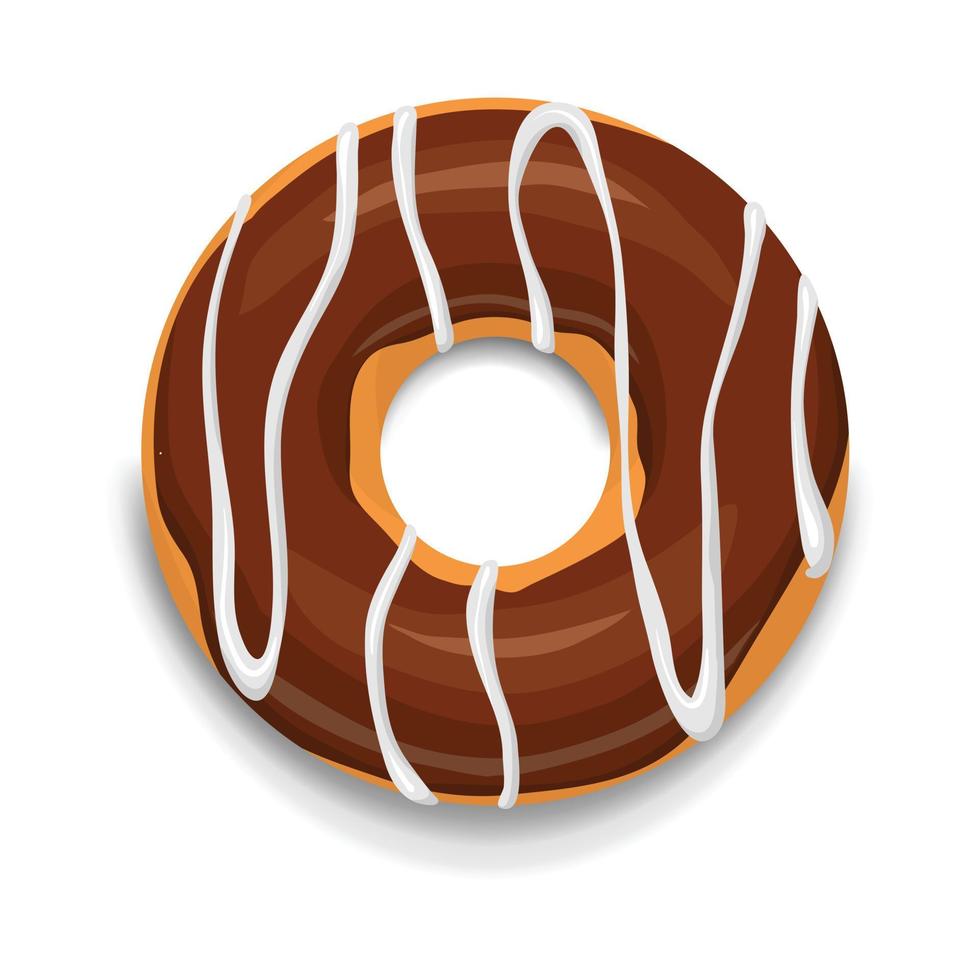 Chocolate donut icon, cartoon style vector