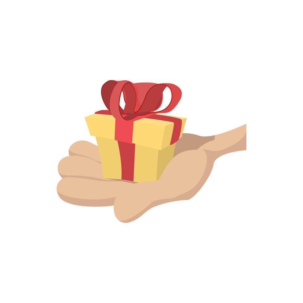 Hand with gift cartoon icon vector