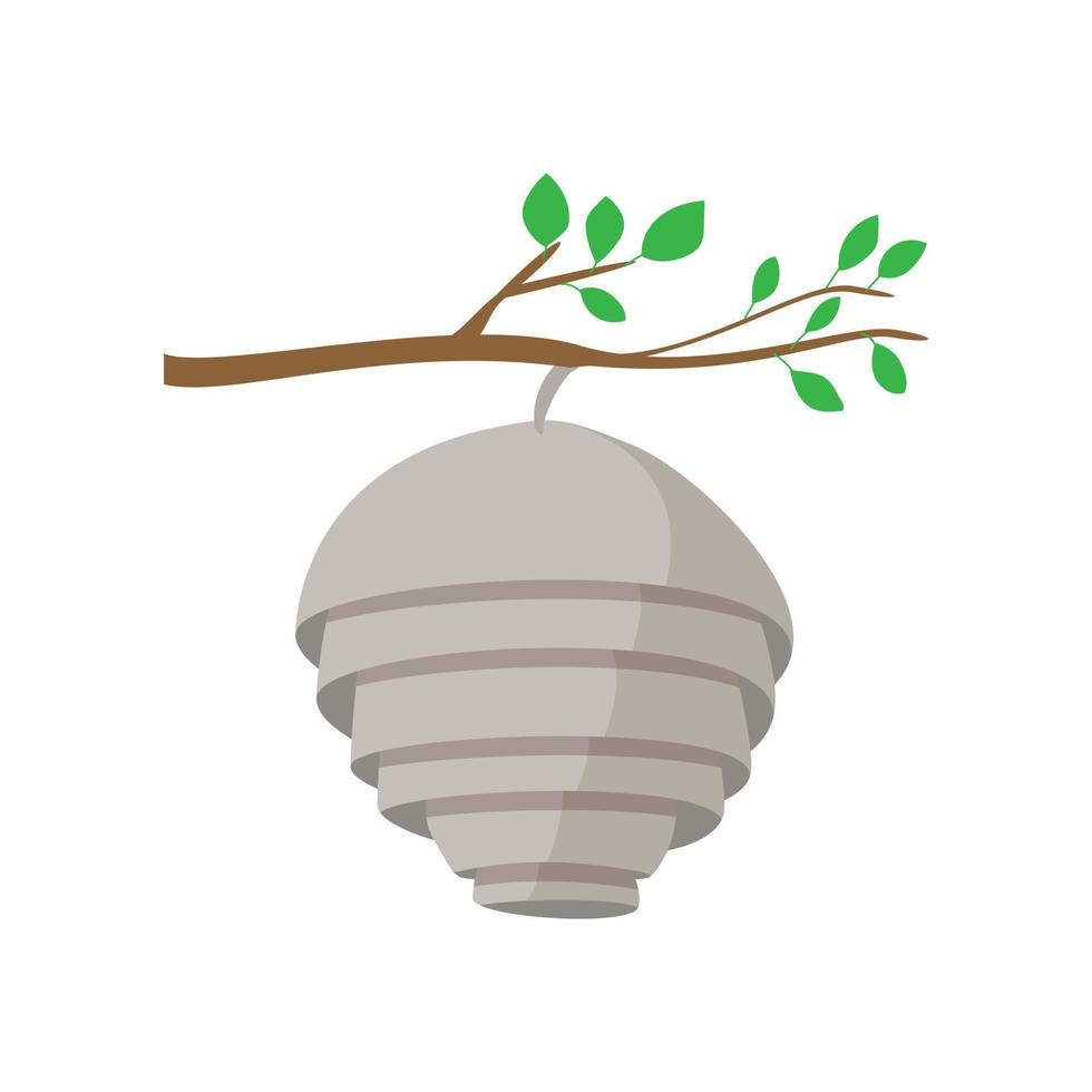 Hive on tree branch cartoon icon vector