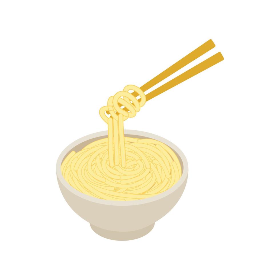 Chinese noodles icon, isometric 3d style vector