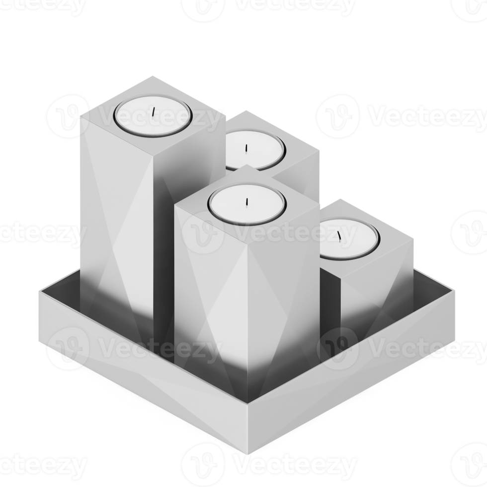 Isometric Candles 3d render png