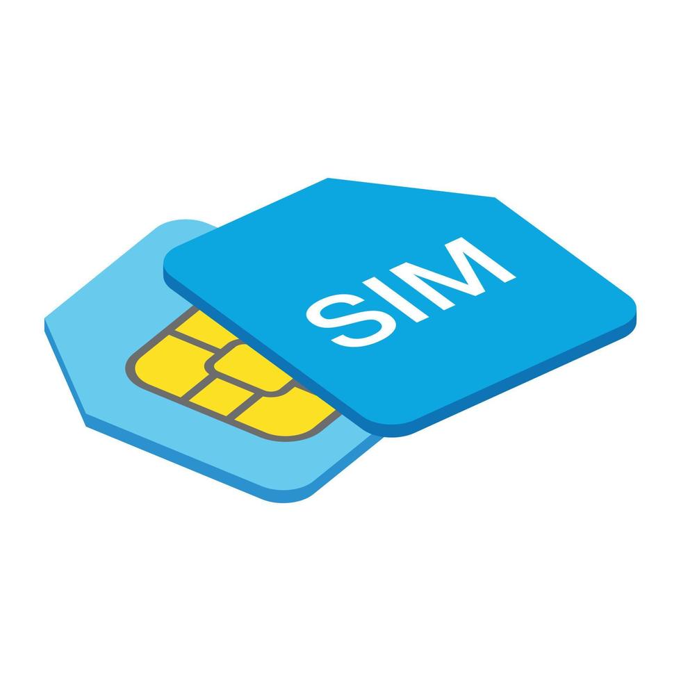 Sim card 3d isometric icon vector