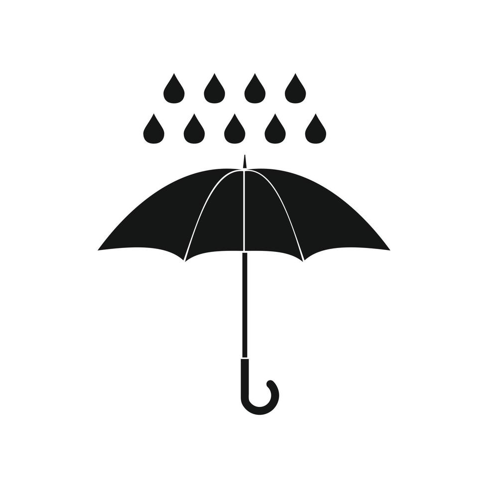 icono de paraguas y gotas de lluvia, estilo simple vector