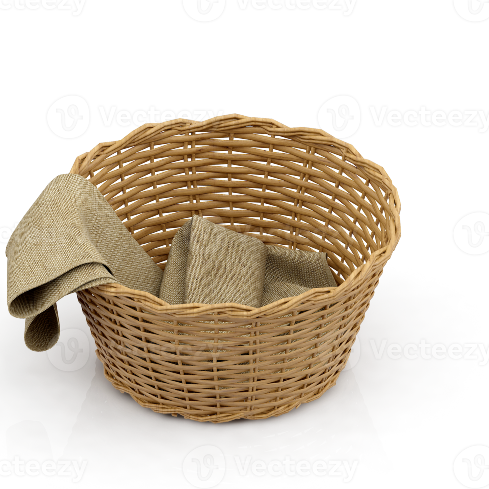 Isometric Picnic basket isolated 3D render png