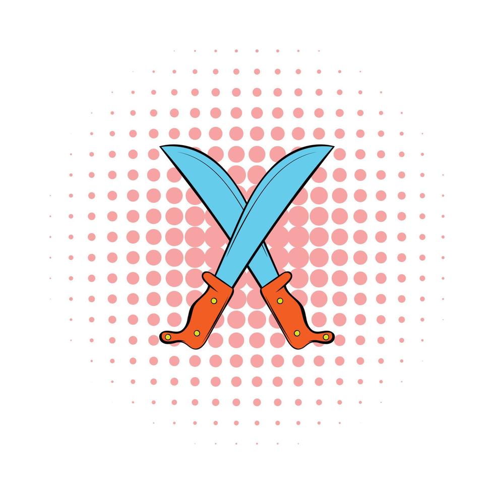 Crossed machetes icon, comics style vector