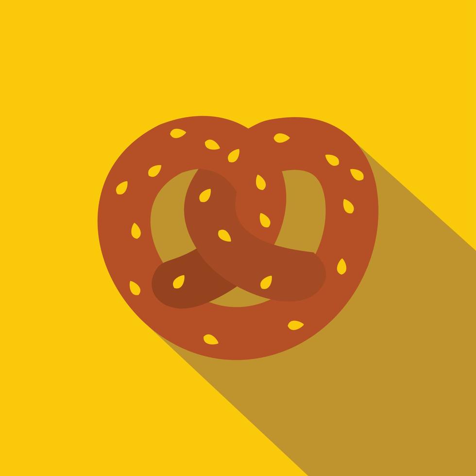 icono de pretzel, estilo plano vector