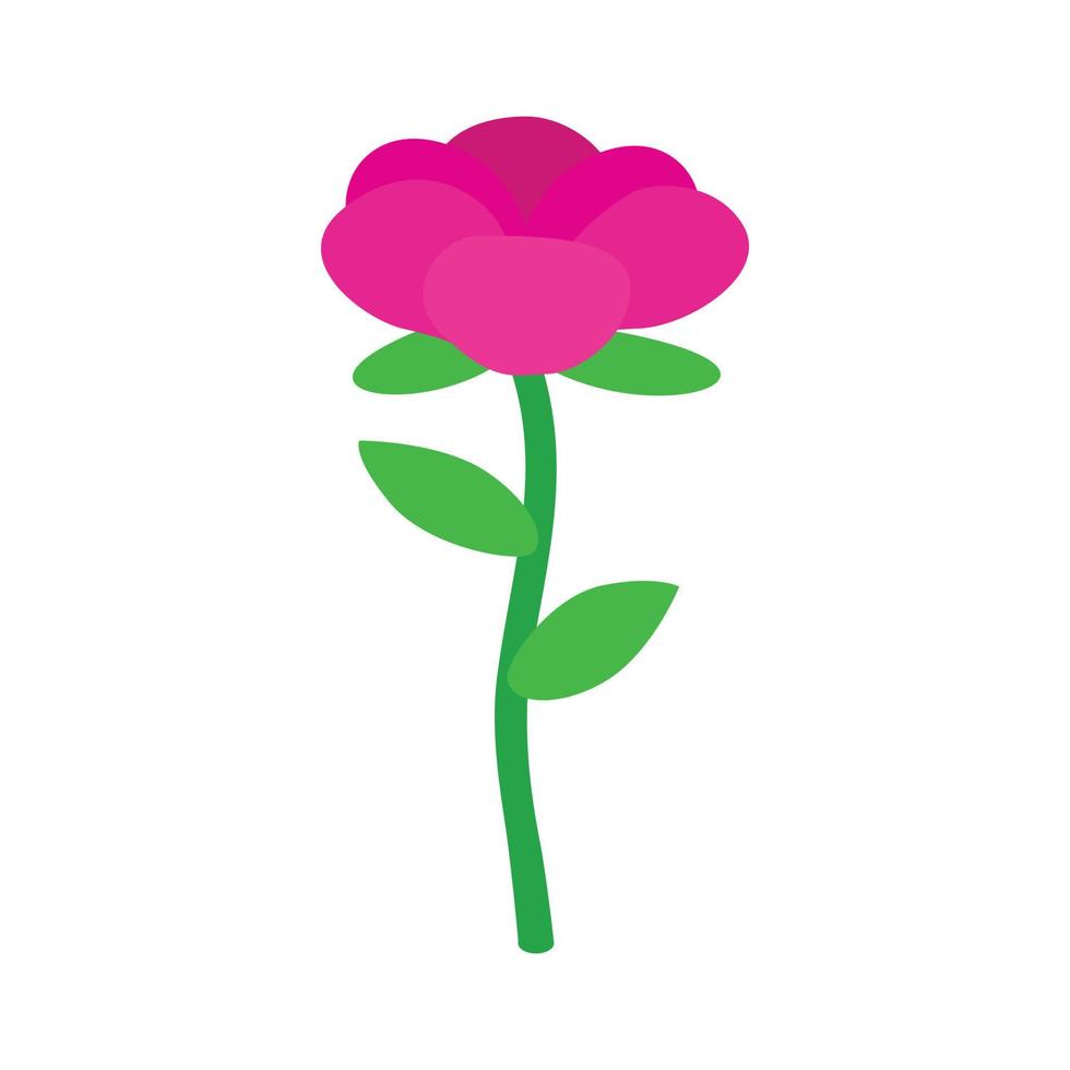 Pink flower icon, isometric 3d style vector