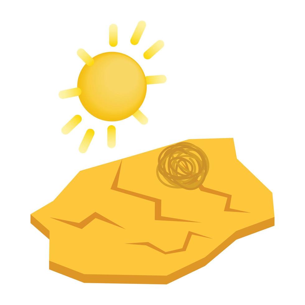 Drought cracked desert landscape icon vector