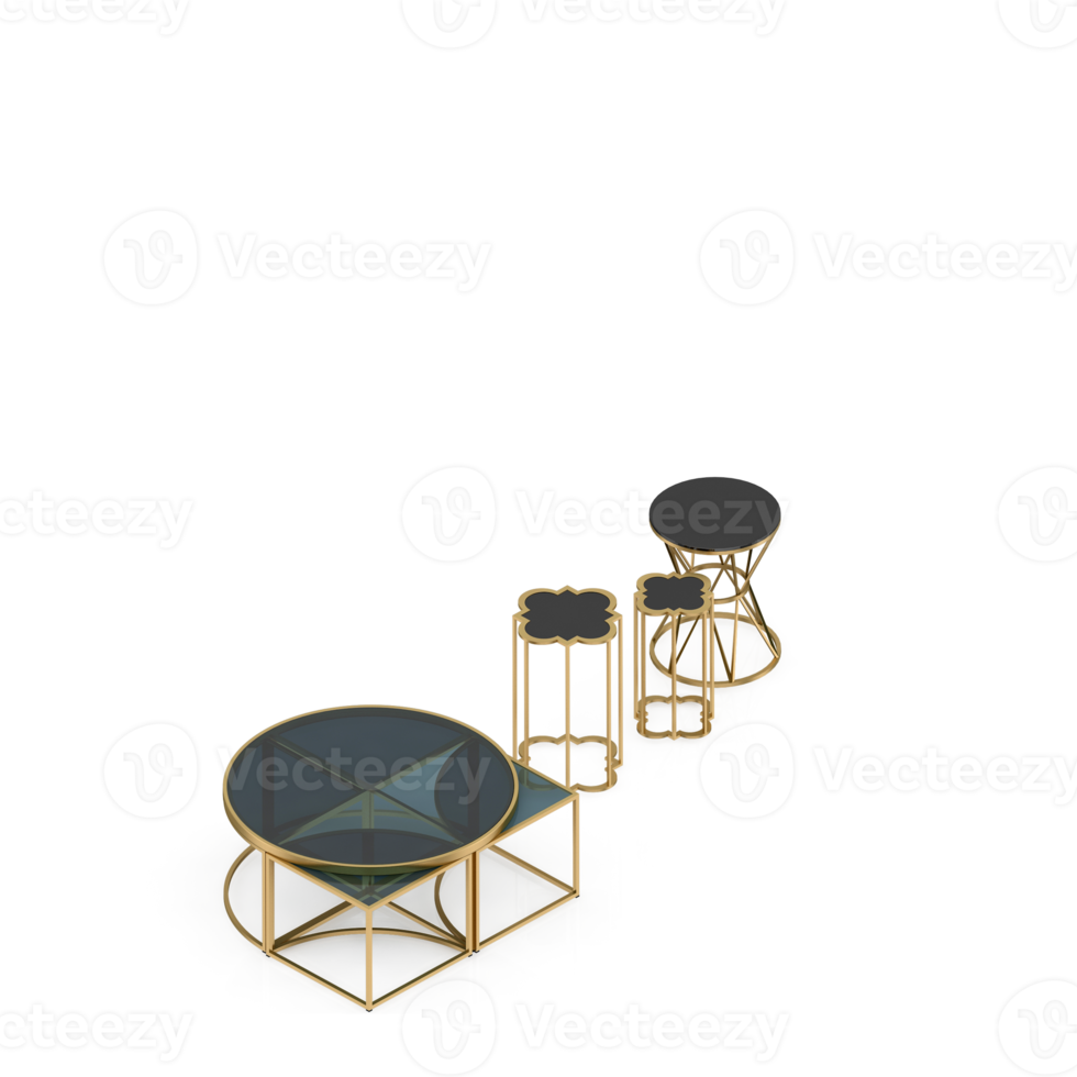 Isometric Table Set 3D render png