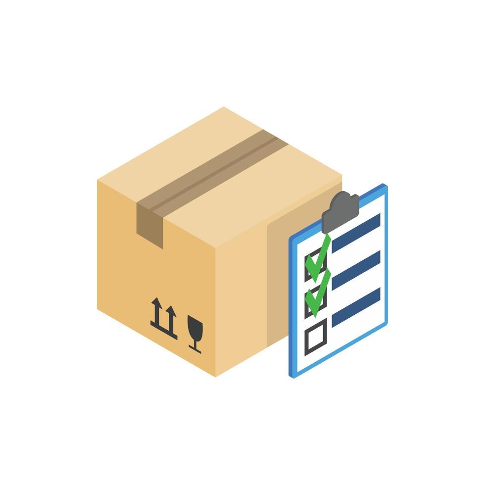 Box with with to do list icon, isometric 3d style vector