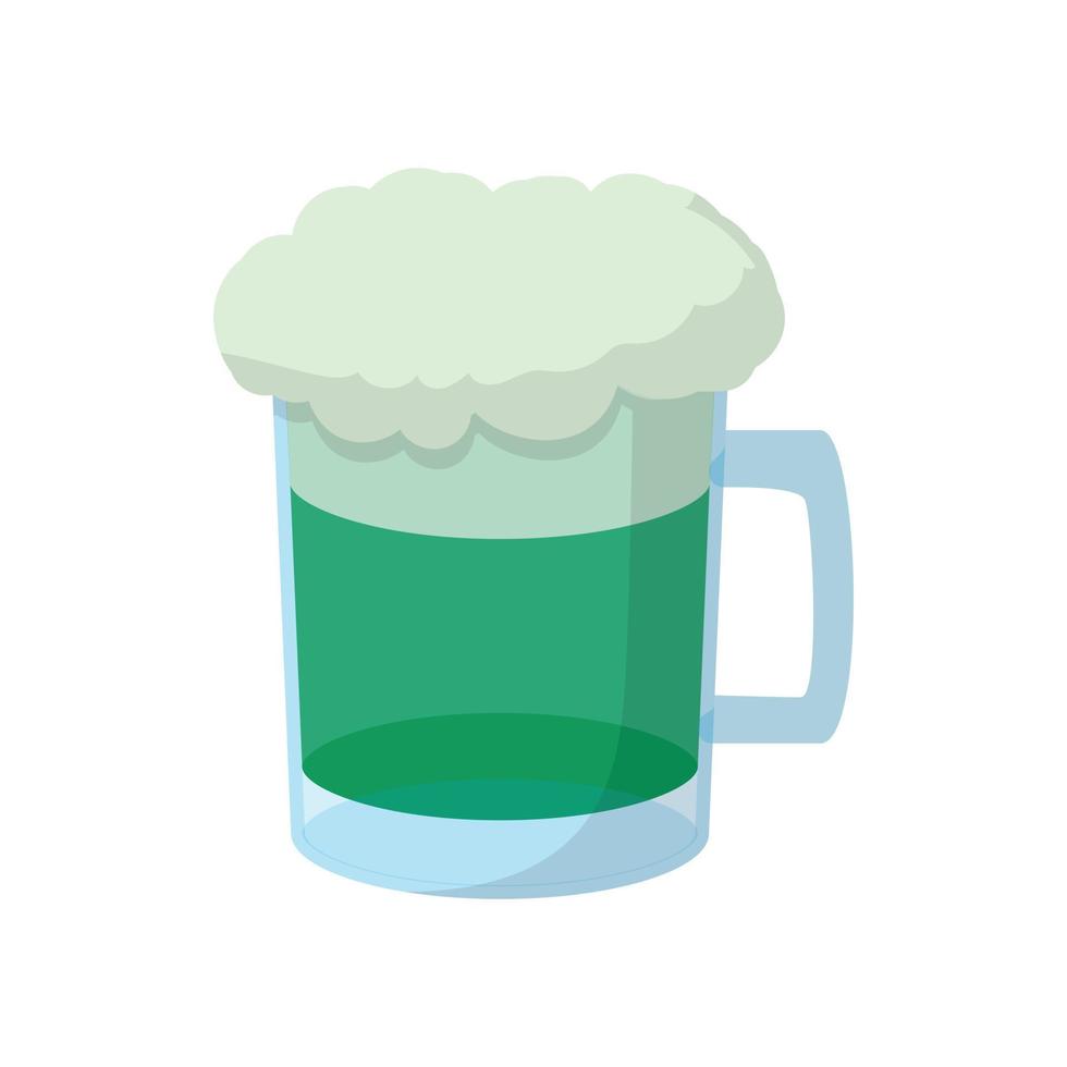 jarra de cerveza de cerveza verde con un icono de cabeza espumosa vector