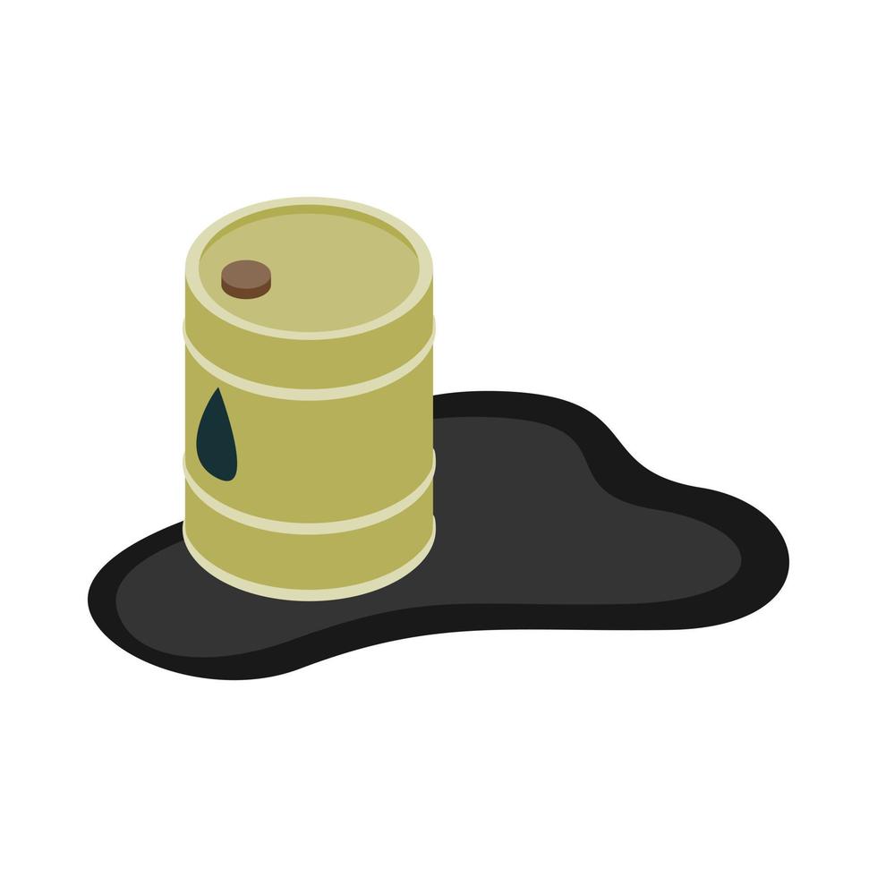 Oil barrel spill puddle icon, isometric 3d style vector