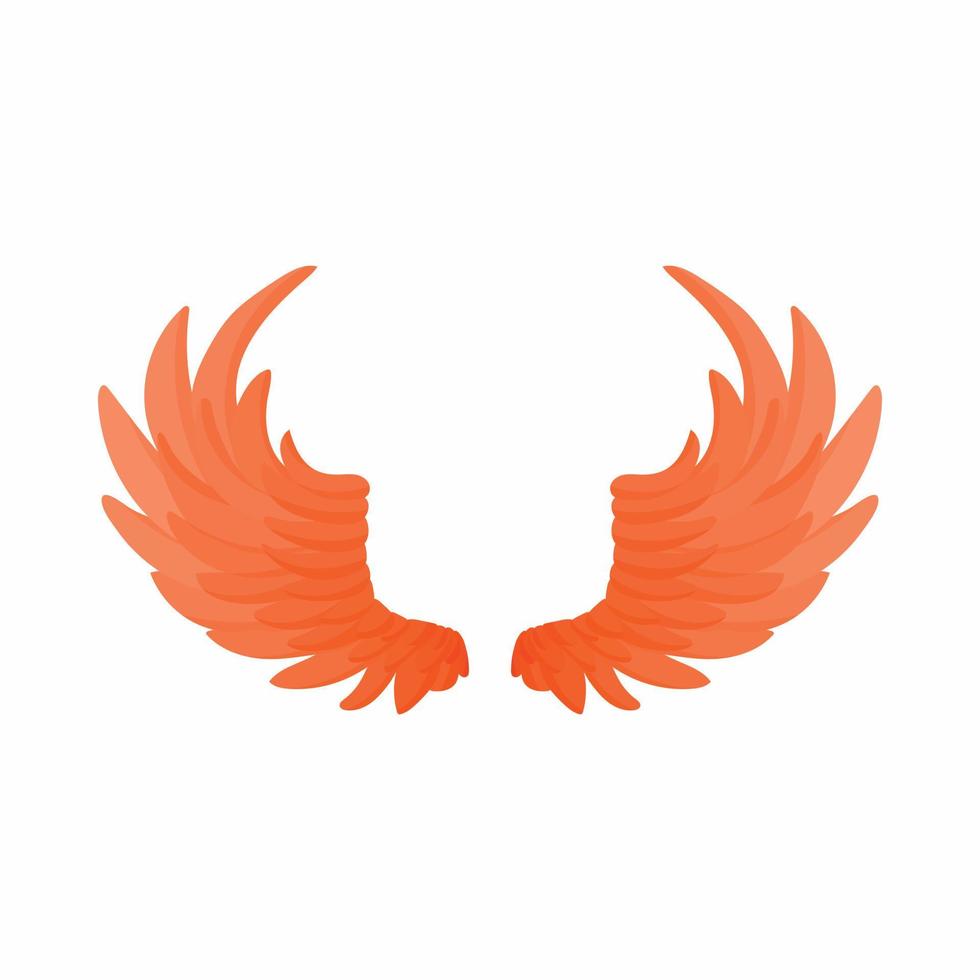 Pair of fire wings icon, cartoon style vector