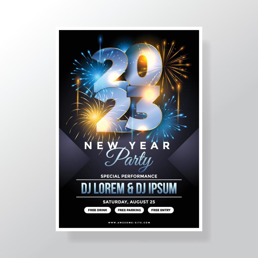 Firework New Year Party Poster vector