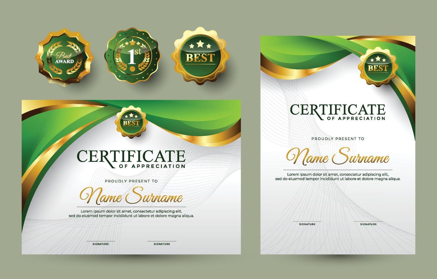 Green Certifitace of Appreciation Template vector