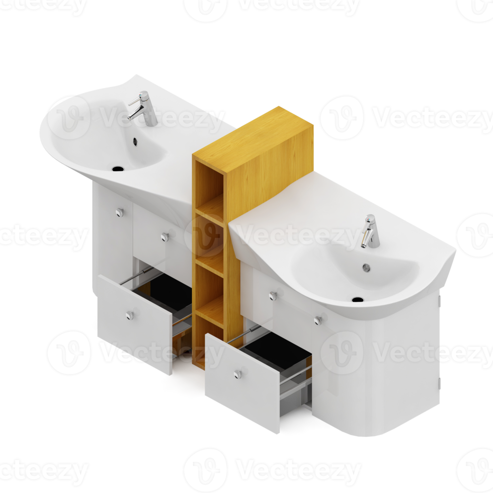 Isometric bathroom items 3D isolated render png