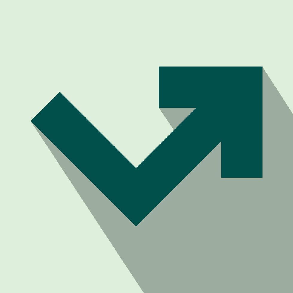 Arrow angle turning to right flat icon vector