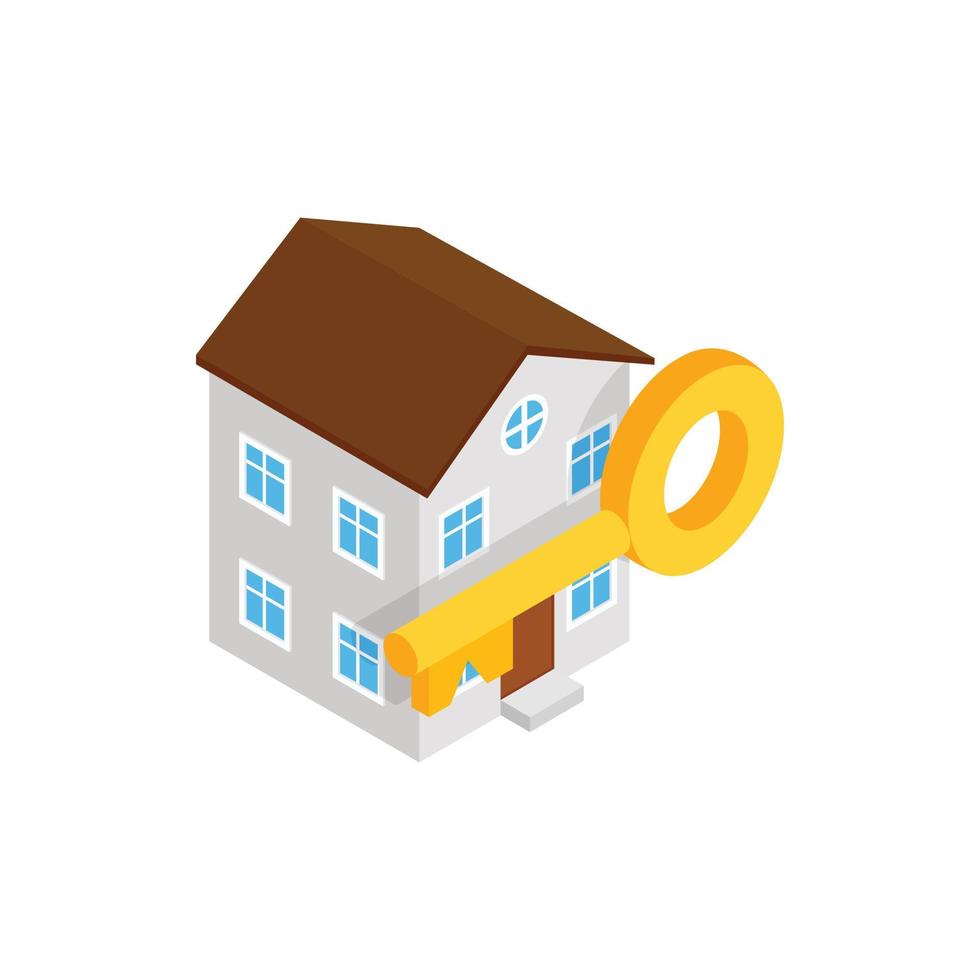 House and key icon, isometric 3d style vector