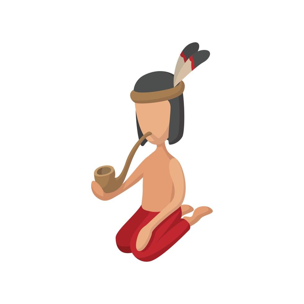 American Indian smoking a pipe of peace icon vector