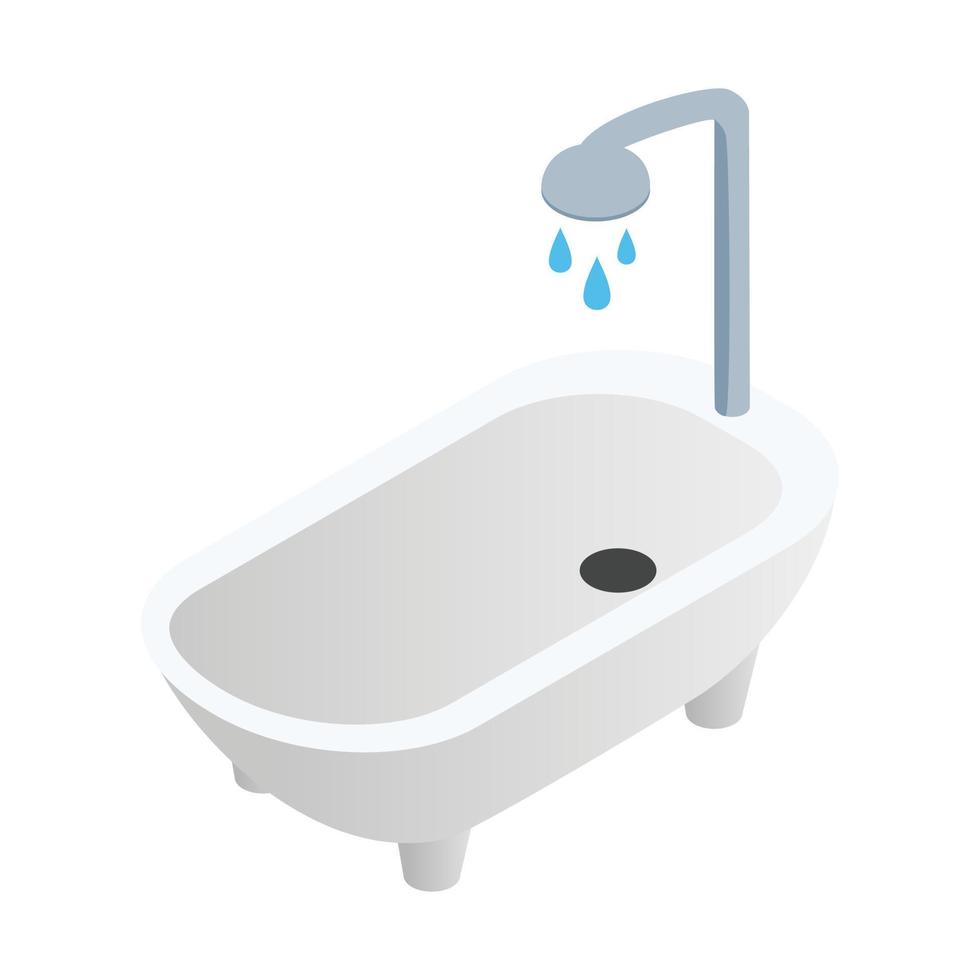 Bathtub with shower isometric 3d icon vector