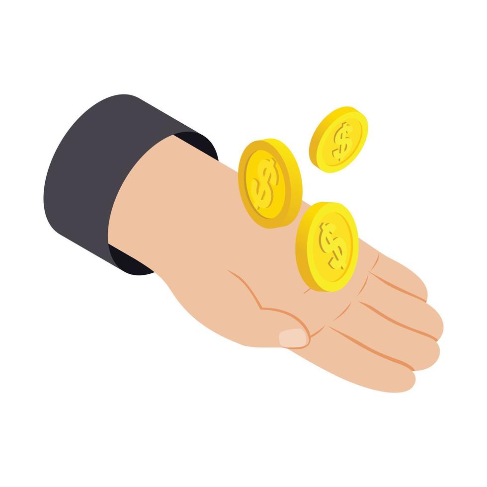 Money in hand 3d isometric icon vector