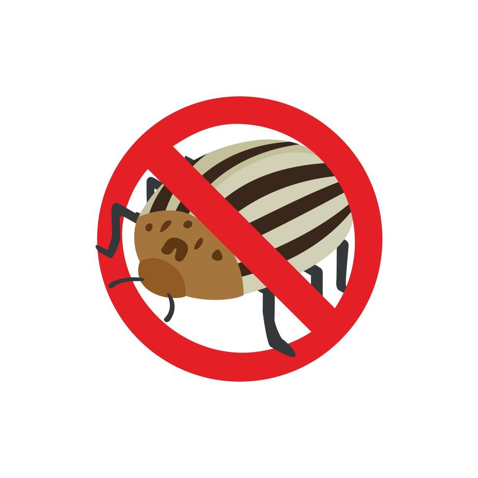 Warning sign with colorado potato beetle icon vector