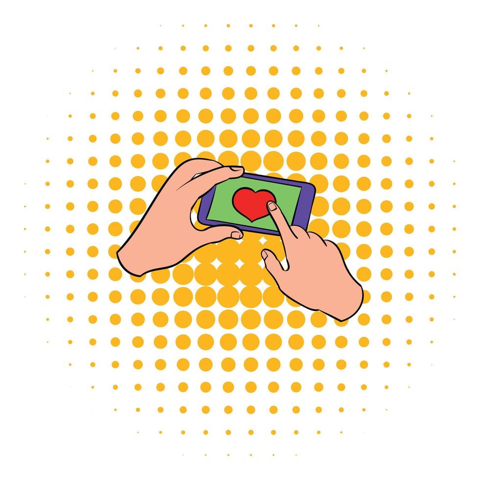 Smartphone in hands with heart on the screen icon vector