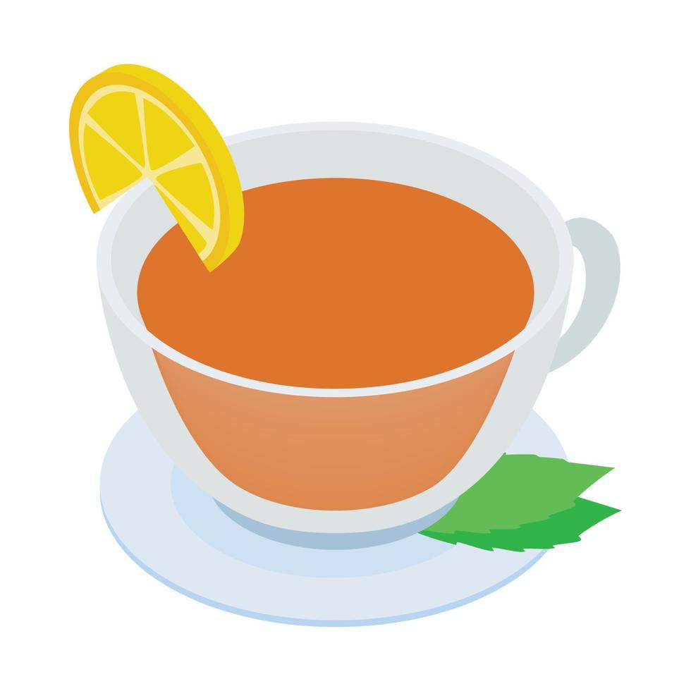 Cup of tea with mint and lemon icon vector