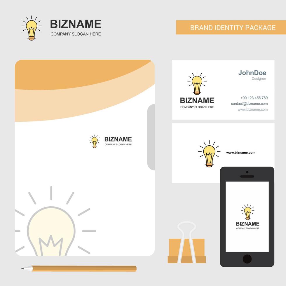 Bulb Business Logo File Cover Visiting Card and Mobile App Design Vector Illustration
