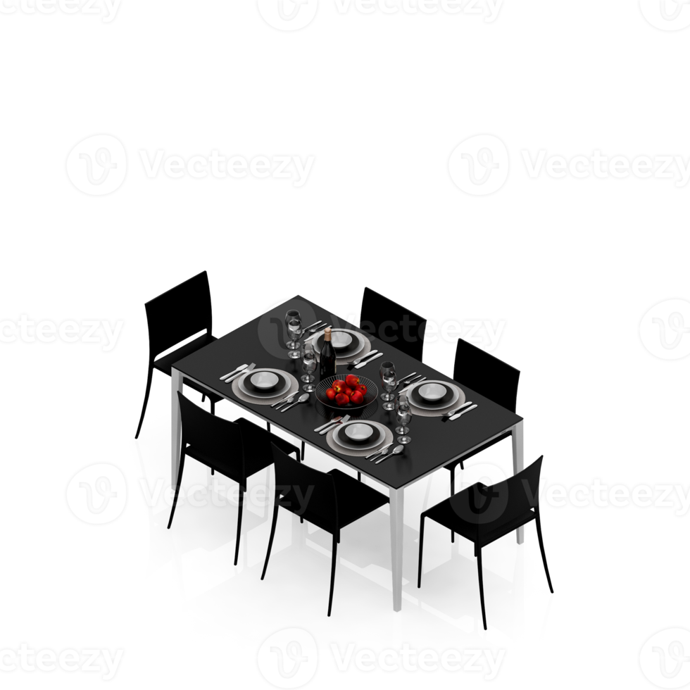Isometric Table Set 3D render png