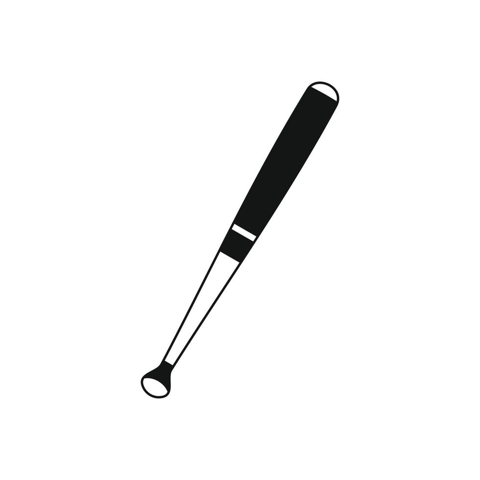 Metallic baseball bat black simple icon vector