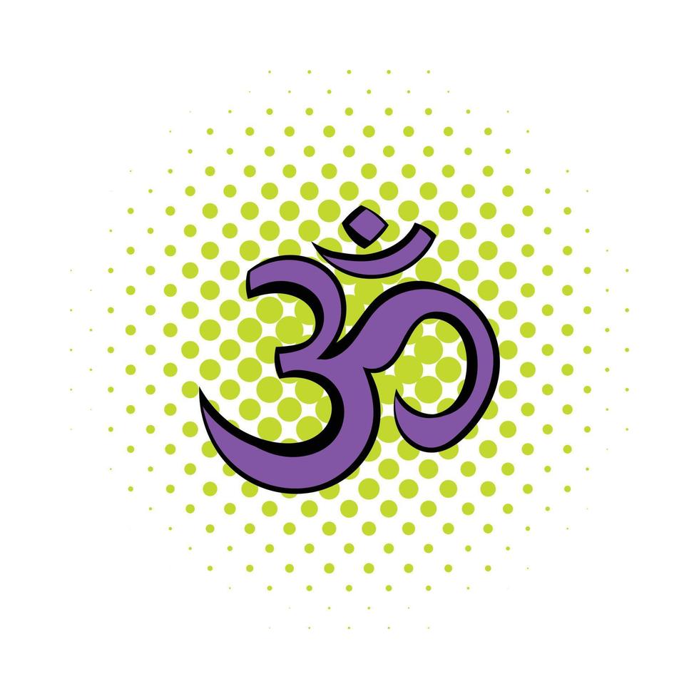 Hindu om symbol icon, comics style vector