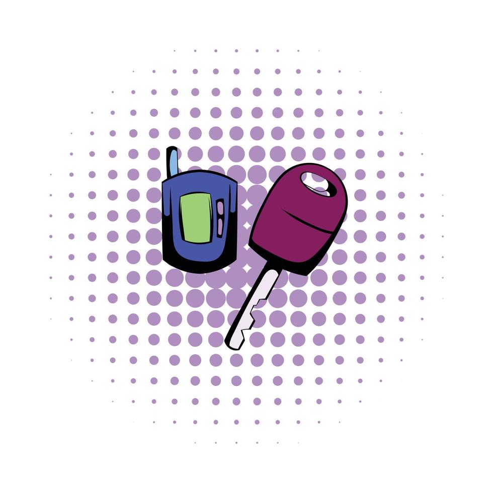 Car key with a remote control comics icon vector